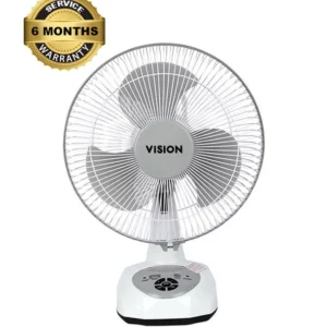 VISION Rechargeable Table Fan 12" White